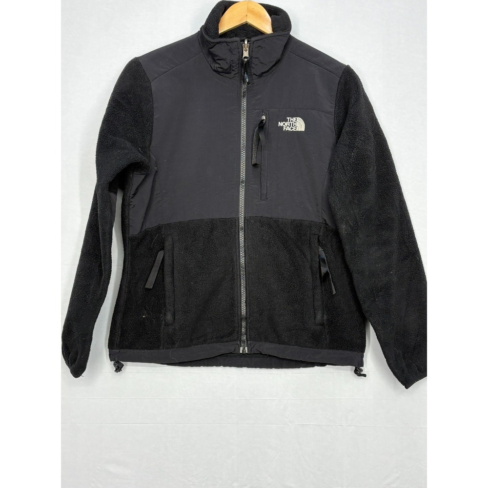 The North Face Denali Fleece Jacket Womens Black Logo Full Zip Long Sleeve Small